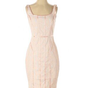 Cache VTG Dress Sleeveless Lace Satin Scoop Neck Sheath Dress Pastel Pink Sz 4